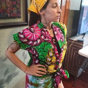 New Woman's  Vibrant African Print Top